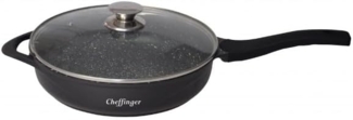 Pfanne Bratpfanne Schmorpfanne mit Glasdeckel Aluguss Ø28cm Cheffinger CF-DFP28