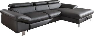 Mivano Ecksofa Driver in modernem Design / Ledersofa in L-Form mit Recamiere rechts / Inkl. verstellbare Kopfstützen / 266 x 73 x 169 / Kunstleder grau