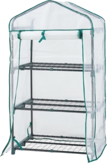 Gewächshaus Chaam mit 3 Ablagen 125x69x49cm Weiß [en. casa]