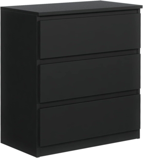 meble masztalerz Kommode Schwarz Matt mit 3 Schubladen 70 cm, Sideboard Wohnzimmer, Kommode Schlafzimmer H: 78,5 cm, B: 70 cm, T: 39 cm Kommode mit Schubladen, Schubladenschrank