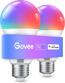 Govee Smarte Glühbirne E27, Farbwechsel mit Musiksynchronisation Lampe, 54 Szenen, 16 Millionen DIY-Farben, WiFi & Bluetooth LED Smart Bulb Funktionieren mit Alexa Google Assistant Heim-App, 2 Stück