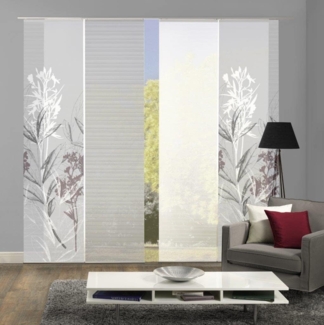 Vision S Schiebegardine 4ER SET SEMORA, Paneelwagen (4 St), halbtransparent, HxB: 260x60, Schiebevorhang 4er Set Digitaldruck
