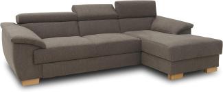DOMO. collection David Sofa, Ecksofa mit Rückenfunktion, Eckcouch mit Schlaffunktion und Bettkasten (Staufach), 272x166 cm Funtkionssofa mit Federkern in braun