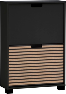 Schildmeyer Schuhschrank Schuhkipper Ryker 160031, Schwarzmatt/Akustikpaneel Optik, 59,8 x 19,5 x 85,2 cm