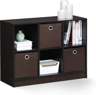 Furinno Basic Bücherregal mit 6 Fächern und 3 Einschüben, Dunkle Walnuss, 30. 23x80. 26x59. 94 cm