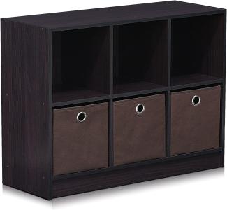 Furinno Basic Bücherregal mit 6 Fächern und 3 Einschüben, Dunkle Walnuss, 30. 23 x 80. 26 x 59. 94 cm