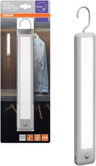 Osram LINEARLED Mobile Hängeleuchte mit Hängevorrichtung in Weiß, USB-Ladefunktion, Schalter und Bewegungssensor 3m Radius, IP20-Schutz für Innen
