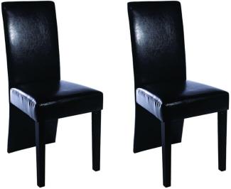 vidaXL Esszimmerstühle 2 Stk. Schwarz Kunstleder [60249]