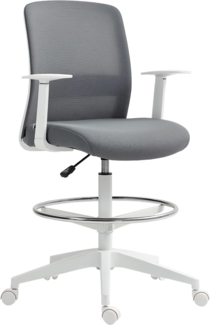 HOMCOM Schreibtischstuhl Bürostuhl (Bürostuhl, 1 St), drehbar, rollbar, Netzrücken, Schaumstoffkissen, Grau