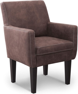 CAVADORE Diningsessel Malm / Polstersessel für Küche oder Esszimmer in Lederoptik / Mit Kontrastnaht / Passend zur Küchengarnitur Malm / 66 x 96 x 71 / Mikrofaser: braun