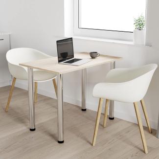 110x65 | Esszimmertisch - Esstisch - Tisch mit Chrombeinen - Küchentisch - Bürotisch | Sonoma