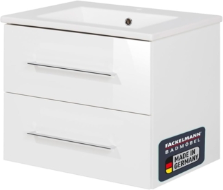 FACKELMANN B.PERFEKT Waschbecken mit Unterschrank 62 cm breit, Weiß, Waschbecken Keramik Weiß