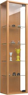 VCM Vitrine Wandvitrine Sammelvitrine Glasvitrine Wand Regal Schrank Glas Hängevitrine mit Beleuchtung Buche Stano Mini