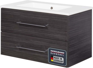 FACKELMANN B.PERFEKT Waschbecken mit Unterschrank 82 cm breit, Anthrazit, Waschbecken Keramik Weiß