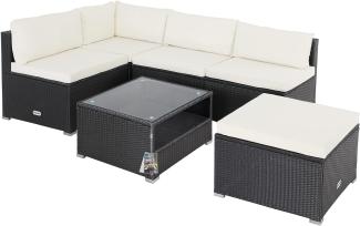 Casaria Polyrattan Lounge Set XL Melbourne, schwarz/creme