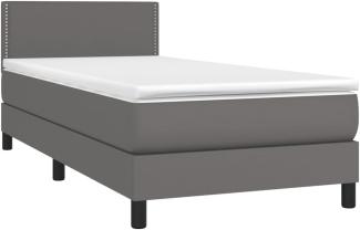 vidaXL Boxspringbett mit Matratze Grau 90x200 cm Kunstleder 3141045