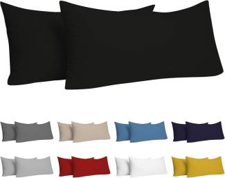 Dreamzie Kissenbezug 40x80 (Set mit 2) - 100% Jersey Baumwolle 150 g/qm Kissenbezüge -Schwarz - Für Kissen 40x80 cm - Kissenhülle - Kissenbezug - Resistent und Hypoallergen