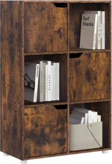 WOLTU Bücherregal Bücherschrank Standregal Aufbewahrungsregal Raumteiler Büroregal Aktenschrank, mit 3 Türen 6 Fächern, 59,6 x 91 x 29 cm, rustikales Braun, SK001vbn