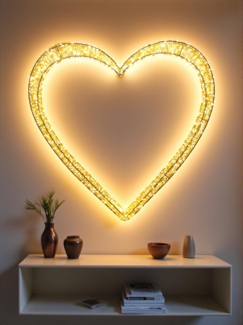 Arnusa LED Dekolicht Leuchtherz 62 x 60 x 5 cm 1440 LED LED Herz Leuchtkranz XL, LED fest integriert, warmweiß, für Innen und Außen Fenster Dekoration