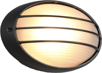Außenwandleuchte TIRSO Schwarz mit Gitter oval, Breite 32cm