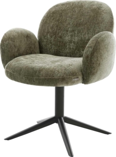 Drehstuhl Nube-Flex mit Armlehnen Chenille Olive Fußkreuz Schwarz 360° drehbar Wippfunktion Taschenfederkern