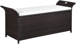 vidaXL Truhenbank mit Polster 138 cm Poly Rattan Braun 44182