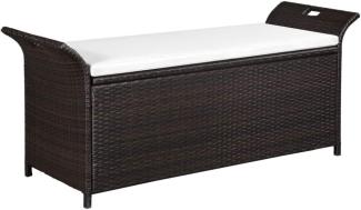 vidaXL Truhenbank mit Polster 138 cm Poly Rattan Braun 44182