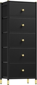 YITAHOME Kommode,komodenschrank für Schlafzimmer, 5 Schubladen aus Stoff mit Griffen,Schlank Kommode Schwarz mit Schubladen