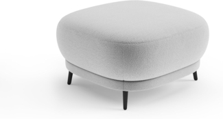 CAVADORE Hocker Blue/Polsterhocker im modernen Design mit mattschwarzen Metallfüßen, ideal als Fußhocker oder Sitzgelegenheit / 90 x 49 x 90 / Flachgewebe, Mittelgrau