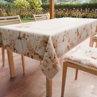 Petti Artigiani Italiani - Fleckabweisende Tischdecke, rechteckig, für Küche, Design Kürbis, Herbst, X6-Sitzer (140x180 cm), Halloween-Tischdecke, 100% Made in Italy
