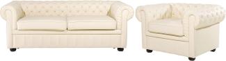 Sofa Set Leder creme 4-Sitzer CHESTERFIELD