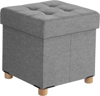 Sitzhocker viereckige Sitztruhe Fußhocker Aufbewahrungsbox mit Holzfüßen Deckel 38 x 40 x 38cm Hellgrau LSF14GYX