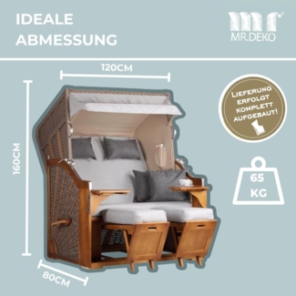 Strandkorb Schleswig Pinie braun PE mokka Dessin 559