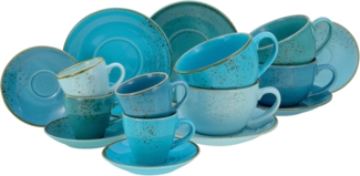 CreaTable 23415 Kaffeetassen-Set Nature Collection für 4 Personen, Steinzeug, wasserblau (1 Set, 16-teilig)