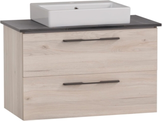 Schildmeyer Waschtisch Maxim 701846, eckiges Aufsatzbecken, sandeiche Dekor/Marmor Optik