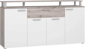 FORTE Gulada Kommode, Holzwerkstoff, Beige/Braun/Weiß, 169,3 x 90 x 41,3 cm