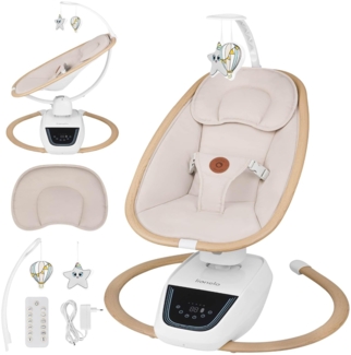 Lionelo OLIVIA Elektrische Babywippe bis zu 9 kg Neigungsverstellung, natürliches Schaukeln, 4 Geschwindigkeiten, ergonomischer Sitz, 13 Melodien, 2 Spielzeuge, Fernbedienung