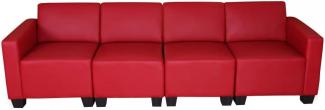 Modular 4-Sitzer Sofa Couch Lyon, Kunstleder ~ rot