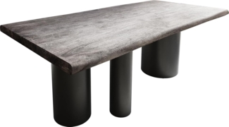 Esstisch Edge 200x100 XL Akazie Platin Troa Metall Schwarz Live-Edge