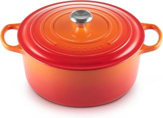 Le Creuset Signature Gusseisen-Bräter mit Deckel, Für alle Herdarten und Induktion geeignet, Rund, Ofenrot, 30,0 cm, 8.1