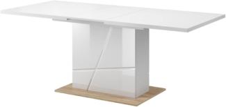 Esstisch "Futura" Küchentisch 160-200x90cm weiß hochglanz eiche riviera MDF