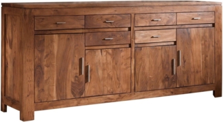 Massivmoebel24 Sideboard (Sideboard Akazie 200x45x90 golden honey lackiert SHAMAN #41)