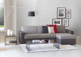 Talamo Italia - Sofa mit Halbinsel Nicoletta, umkehrbares Container-Halbinselsofa, Standardarmlehnen, 100 % Made in Italy, 280 x 95 x 90 cm, Grau und Anthrazit
