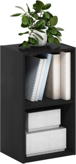 Furinno Pasir 2-stufiges Bücherregal mit offenem Regal, Schwarzes Holz