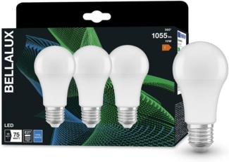 BELLALUX LED Lampe für E27-Sockel, matte Optik ,Kaltweiß (4000K), 1055 Lumen, Ersatz für herkömmliche 75W-Leuchtmittel, nicht dimmbar, 3-er Pack