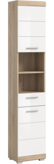 Hochschrank Lambada - Sonoma Eiche / Weiß Hochglanz