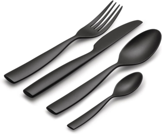 Alessi Dressed en Plein Air MW74S16 B - 16-teiliges Design-Besteckset mit Dekorationen, Melamin, Schwarz