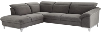 Mivano Ecksofa Teresa / L-Form-Couch mit Kopfteilverstellung und Ottomane / 293 x 84 x 232 / Mikrofaser, Dunkelgrau