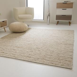 Handweb Teppich Landshut, Schurwolle/Jute natur, 130 x 190 cm