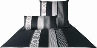 JOOP! Bettwäsche Ornament Stripes 4022 09 Schwarz Mako Satin 200 x 220 + 2x 80 x 80 cm